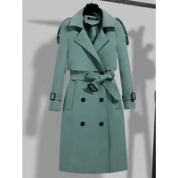 New Trench Coat for Women Winter Autumn Solid Lapel Double-breasted Long Overcoat Tops Windbreaker Women Clothing