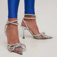 Women's Elegant Bow & Rhinestone High Heel Sandals - Pointed Toe Stiletto Pumps For Women Summer Evening & Party​