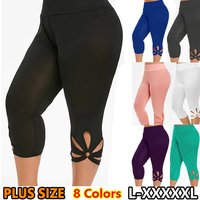 Women's Clothing Women's Solid Color High Waist Hip Lifting Hollow Large Size Pants Sports Yoga Leggings