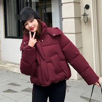 Oversized Hooded Puffer Jacket Winter-Ready Quilted Coat GreyBlackKhakiBurgundyPurple, M-