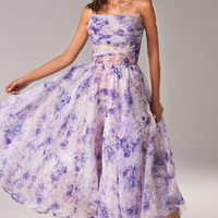 Women's Summer Strapless Sleeveless Printed Hem Dress