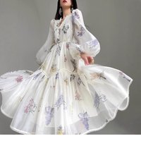 Women's Clothing New Chiffon Big Swing Skirt Female Printed Girly Dress Summer Lace Loose Baby Doll Princess Skirt