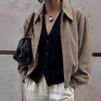 Winter European American Vintage Maillard Khaki Suede Coat For Women, Loose Lapel Casual Jacket Overcoat
