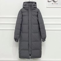 Women's Oversized Longline Puffer Coat Winter Hooded Parka With Detachable Shell, Extra-Long Length S-XXX, Breathable Fabric, BlackWhiteGray
