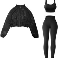 Breathable Long Sleeve Sports Top & Leggings For Running, Gym, Dance -Piece, Quick-Dry, Stretchy, Letter Print​