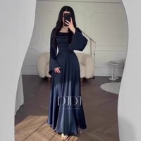 Muslim Dress Women ​​ Long Sleeve Dress With Slim Waist Elegant Retro Modest Dress For Women Dark BlueBlackBurgundyDark Brown, S-X​​