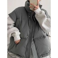 ​​Women's Quilted Down Vest With Stand Collar - Thickened Warm Winter Sleeveless Jacket For Casual & Commuting Black, Beige, Dark Gray, Light Gray​​