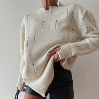 Women's Pullover Sweater Women's Hand-worn Crew-neck Sweater