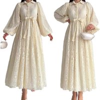 Women's Clothing Ladies Muslim New Hot Style Lace Lapel Robe Fashionable And Elegant Dress