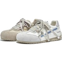MingLiu Retro Genuine Leather Deconstructed Training Shoes For Women New Style Two-Tone Shoelaces Sports Shoes Casual Women's Footwear