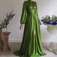 Women's Clothing Spring And Summer Color Waist Halterneck Wide Swing Sexy Avocado Green Dress Solid Color Long Skirt