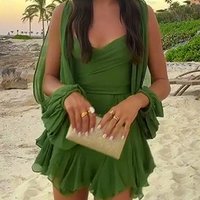 Women's Clothing ​​Elegant V-Neck Backless Wrap Dress Long Sleeve Belted Mini Dress For Women, Chic & Versatile​​
