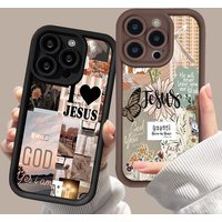 Jesus Collage Pattern Thick Shockproof Phone Case For IPhone Pro Max Pro X XR Max Plus SE Soft Cover