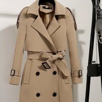 Women's Clothing mid length trench coat autumn and winter slim waist slimming atmospheric ladies warm student jacket