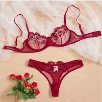 Underwear Sweet Sexy Low Waist Lace Sexy Lingerie Set Mesh Women's Lingerie Three Point