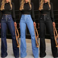 Women's Clothing Slimming And Stylish Flared High-Waisted Button-Fly Flare Jeans For Women Slimming Vintage Bootcut Denim Pants With Stretch Fit