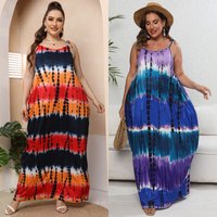 Women's Plus Size Tie-dye Print Strappy Loose Dress
