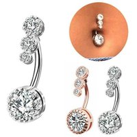 New belly button nail round inlaid zircon belly button buckle belly button ring piercing jewelry for women
