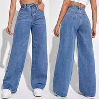 Women Jeans Denim Yk Pants Wide Leg Long Pant High Waist Loose Casual Mom Straight Trousers Elegant Splice Autumn Winter