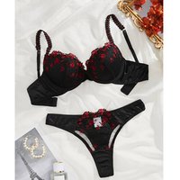 Lace Underwire Bra Set - Sexy Lingerie -Piece With Matching Panties & Garter Belt S-, BlackWhiteBurgundyNavy