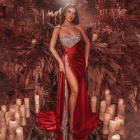 European and American women's sequined slit plus long skirt sexy off shoulder tube top full skirt evening dress