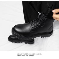 Mens Work Boots Black Duty Combat Army Safety Boots Waterproof Genuine Leather Lace Up Site Tactical Security
