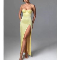 Women's Clothing Autumn And Winter New Suspenders Slit Waist Sexy Slim Women's Long Skirt INS Dress