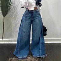 ​​YK Wide-Leg Flared Jeans For Women Retro High-Waisted Loose Fit Floor-Length Denim Pants, Vintage s Baggy Trousers​​