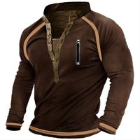 ​Tactical V-Neck Sweatshirt Military-Grade Cotton Pullover With Button Placket & Zippered Chest Pocket Reinforced Seams, Cold-Weather Base Layer​