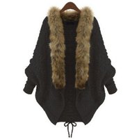 Women's knitted cardigan cape shawl wool-neck sweater coat
