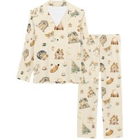 Gold Christmas Morning Matching Family Loungewear Christmas Eve Pajamas Set