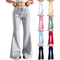​​Women’s High-Waisted Micro Flared Sweatpants Slimming Casual Sports Pants Light GrayPinkGreenBlueBlackRedWhite, S-​​