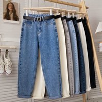 ​​Vintage High Waist Loose Fit Straight Leg Jeans For Women - Summer Lightweight Cropped Mom Jeans With Relaxed Boyfriend Style​​