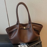 Women's Large Capacity Vintage Shoulder Bag - Stylish Folded Tote For Work & Daily Use, PU Leather With Zipper Closure, BlackWhiteRedBrownKhaki