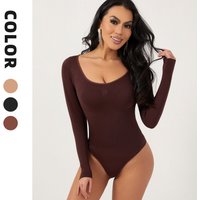 Seamless Shapewear Bodysuit For Women Tummy Control, Butt Lift & Waist Trainer With Long Sleeves, Slimming Full