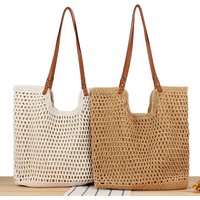 Single shoulder cotton woven bag new hollow mesh Tote bag seaside holiday beach bag women's bag