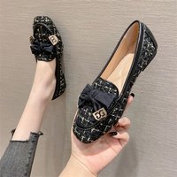 Netizen Versatile Square Head Soft Sole Bean New Flat Bottom Small Fragrant Style Single Shoes for Women with One