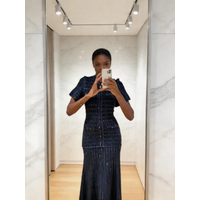 European American Fashion Women's Button Down Sequin Dress Slim Fit Maxi Dress Female Wedding Guest Cocktail Club Holiday Gwon
