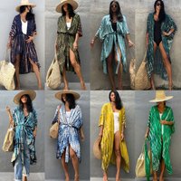 ​Women's Tie-Dye Cotton Cover-Up Kimono Beach Dress Swimwear Wrap Sun Shirt Resort Wear​