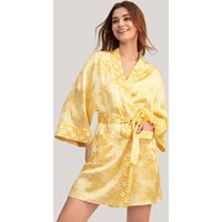 Golden Lily Silk Satin kimono Robe