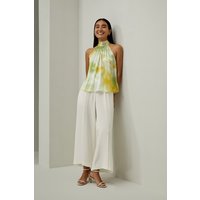 Print Silk Charmeuse Halter Neck Top